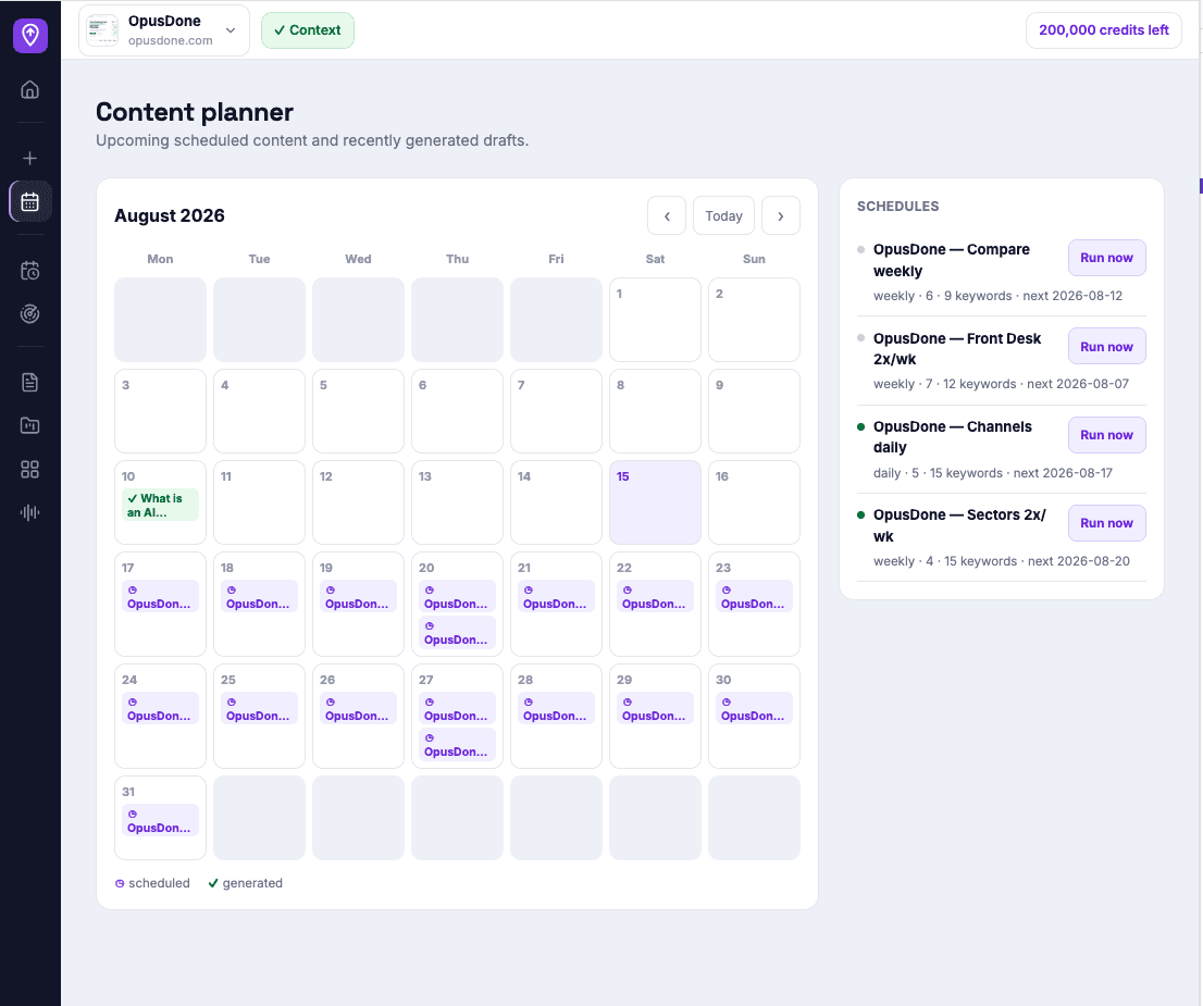 The content planner: a month of scheduled and generated posts
